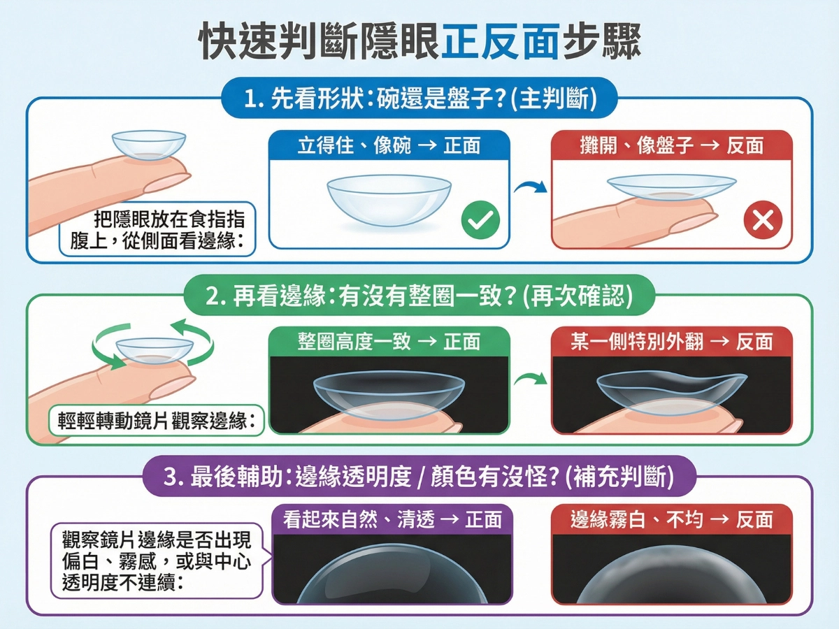 快速判斷隱眼正反面三步驟