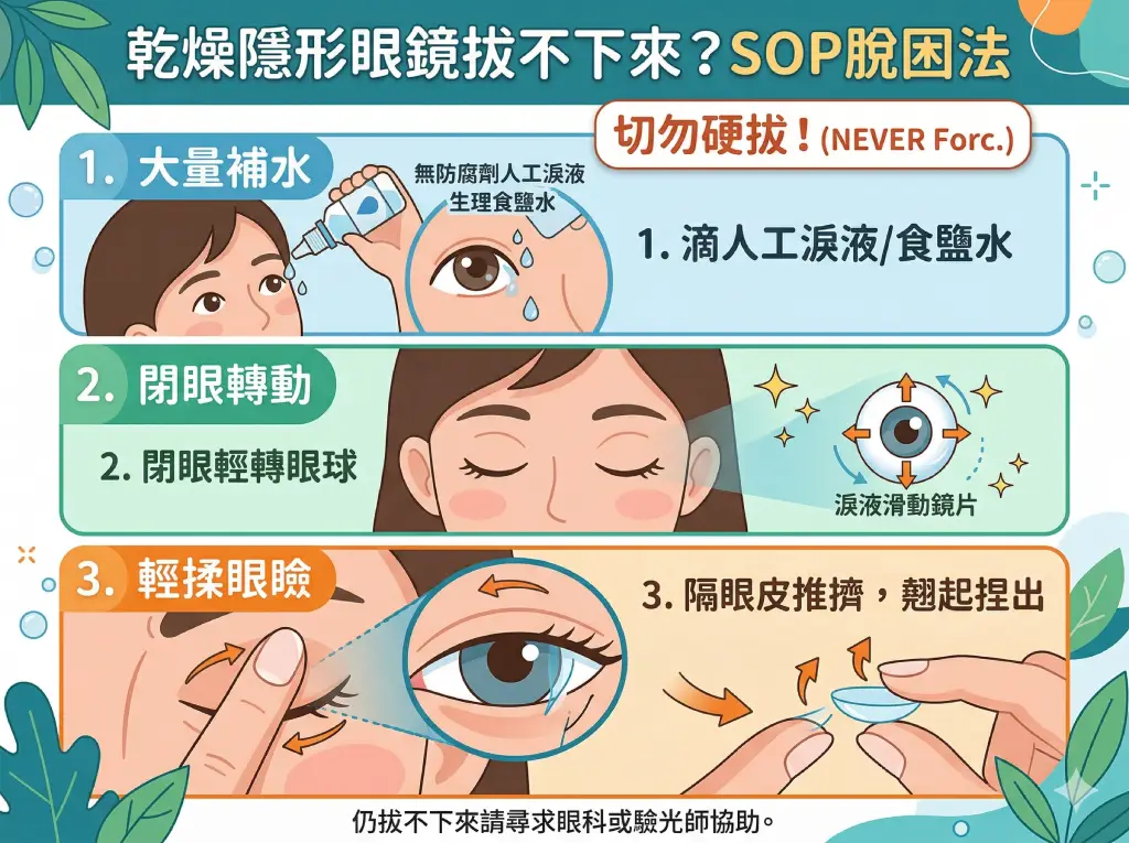 隱形眼鏡卡在裡面了怎麼辦？安全取出的救援機制