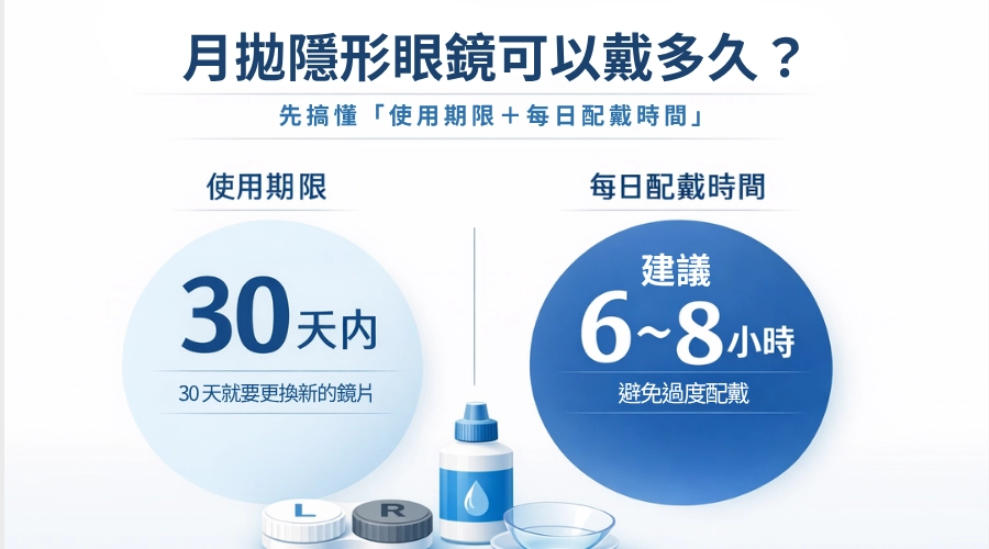 月拋隱形眼鏡可以戴多久？先搞懂「使用期限＋每日配戴時間」