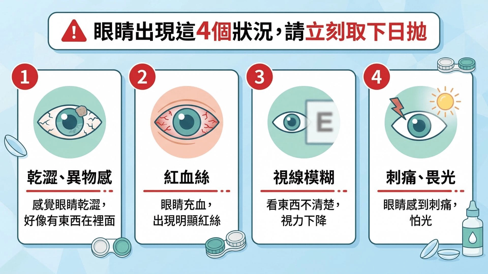 眼睛出現這 4 個狀況，請立刻取下日拋