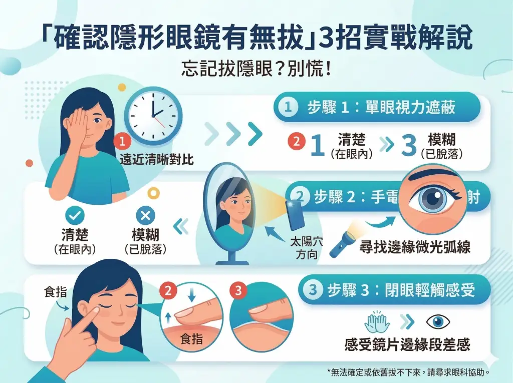 怎麼確認隱形眼鏡有沒有拔？實戰派 3 步驟檢查法